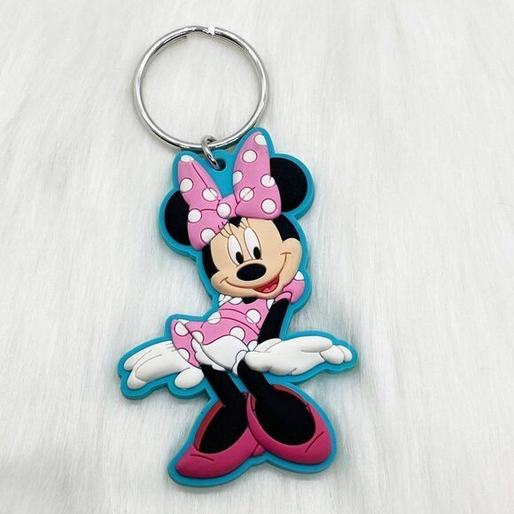 🔮 5/$25 Disney‎ Minnie Mouse Soft Plastic Keychain - Picture 1 of 4